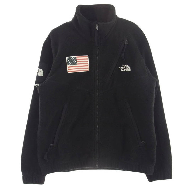 Supreme シュプリーム 17SS × THE NORTH FACE ノースフェイス 17SS  Trans Antarctica Expedition Fleece Jacket アメリカン フラッグ フリース ブルゾン ジャケット ブラック系 M【中古】