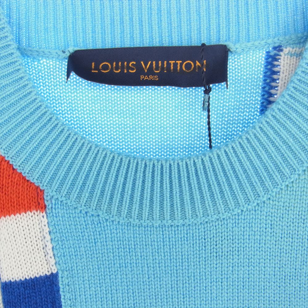 LOUIS VUITTON ルイ・ヴィトン 21SS ZTB HKN75W ディストーテッド ジャイアント ダミエ クルーネック ニット チェック 刺繍 クルーネック セーター S【中古】