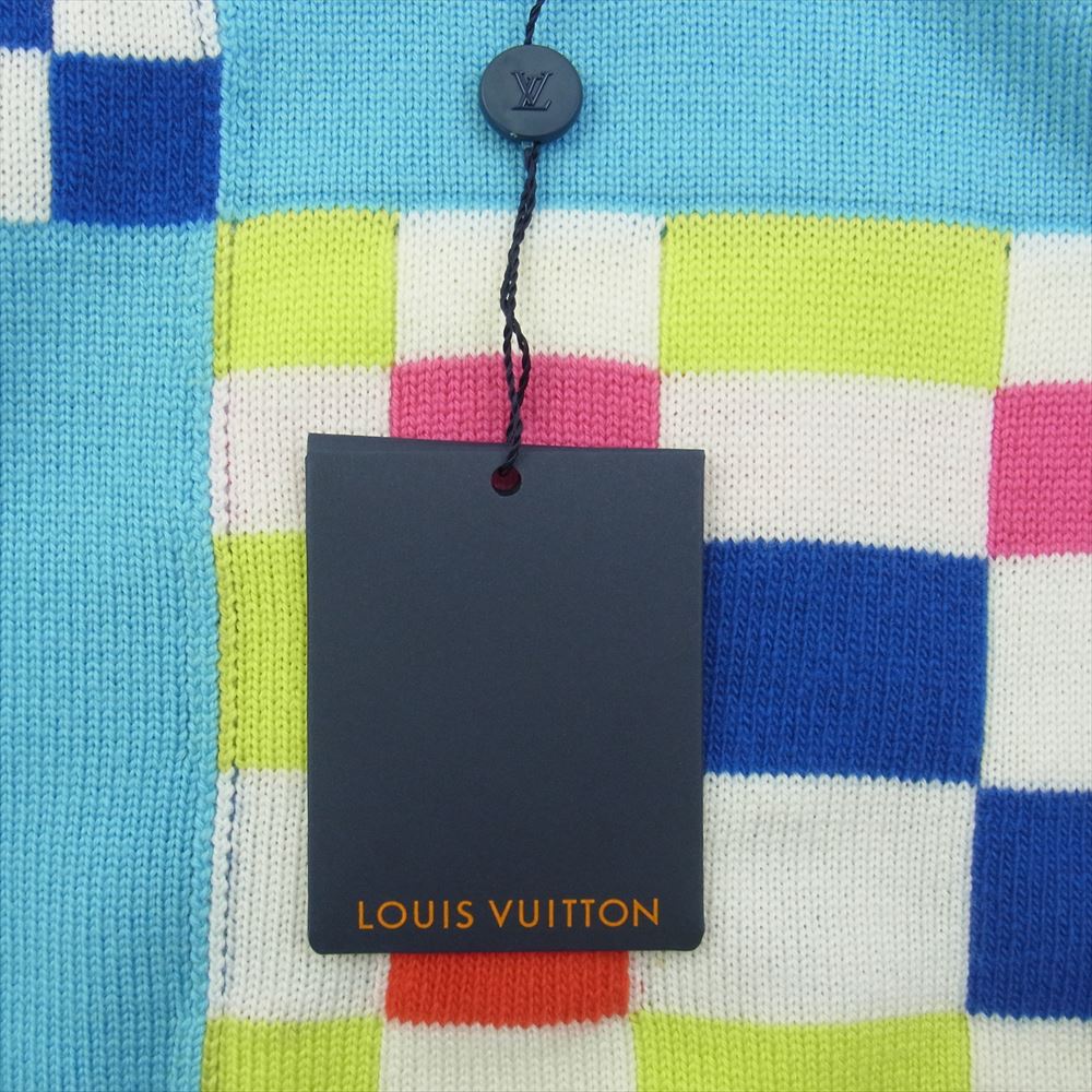 LOUIS VUITTON ルイ・ヴィトン 21SS ZTB HKN75W ディストーテッド ジャイアント ダミエ クルーネック ニット チェック 刺繍 クルーネック セーター S【中古】