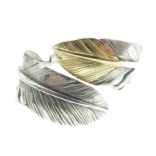 ワシミタロウ ギャランティ付属 1s feather ring 先金フェザー リング シルバー系 ゴールド系 約12号【中古】