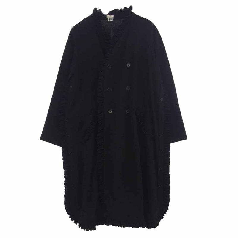 ノワールケイニノミヤ 3I-T018 AD2021 COMME des GARCONS コムデギャルソン フリンジ フリル ロング コート タキシード ジャケット ブラック系 M【中古】