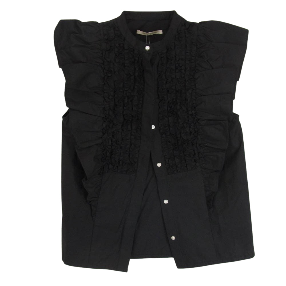 ヌキテパ 010241BK1SS Cotton Poplin Frill Sleeve Blouse フリル ノースリーブ カットソー ブラック系 サイズ表記無【中古】