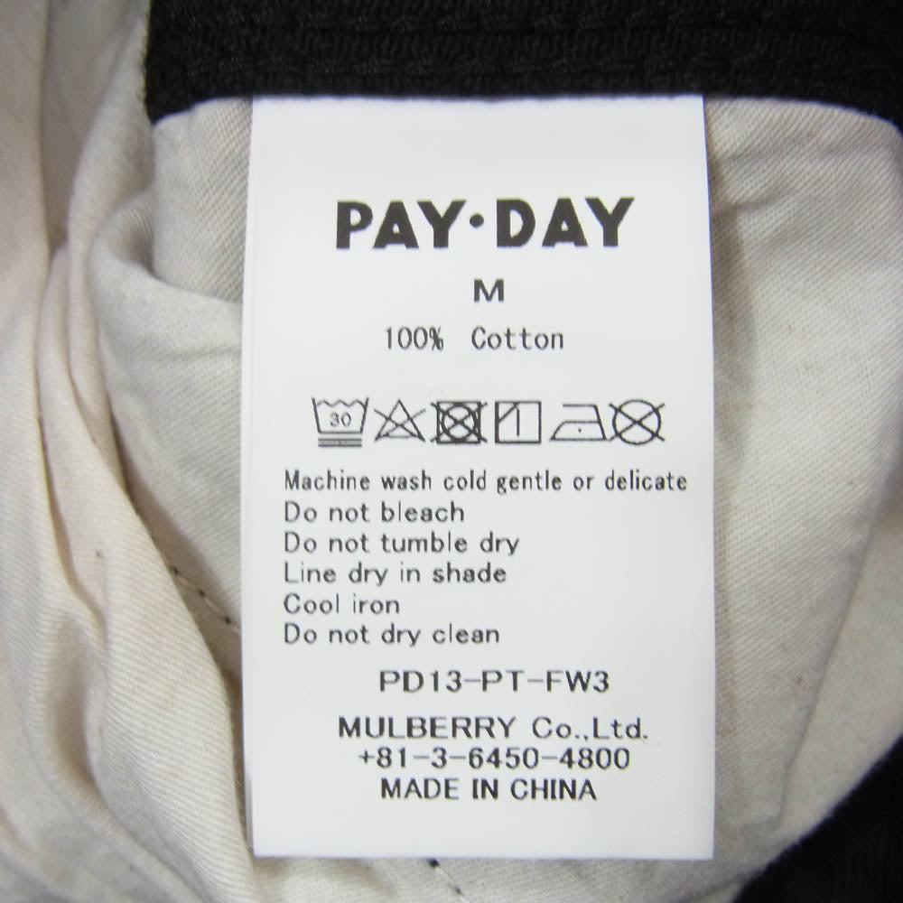 ペイデイ 23AW PD13-PT-FW3 × 福田麻琴 フライボタン ワイド デニム バックロゴ刺繍 ペインターパンツ ブラック系 M【中古】