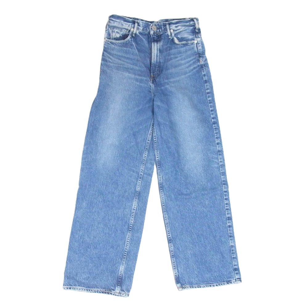 upper hights アッパーハイツ 188201502SPR THE NIECE ザ ニース ダメージ加工 ハイライズ ストレート デニムパンツ ワイドデニム ジーンズ インディゴブルー系 24【中古】