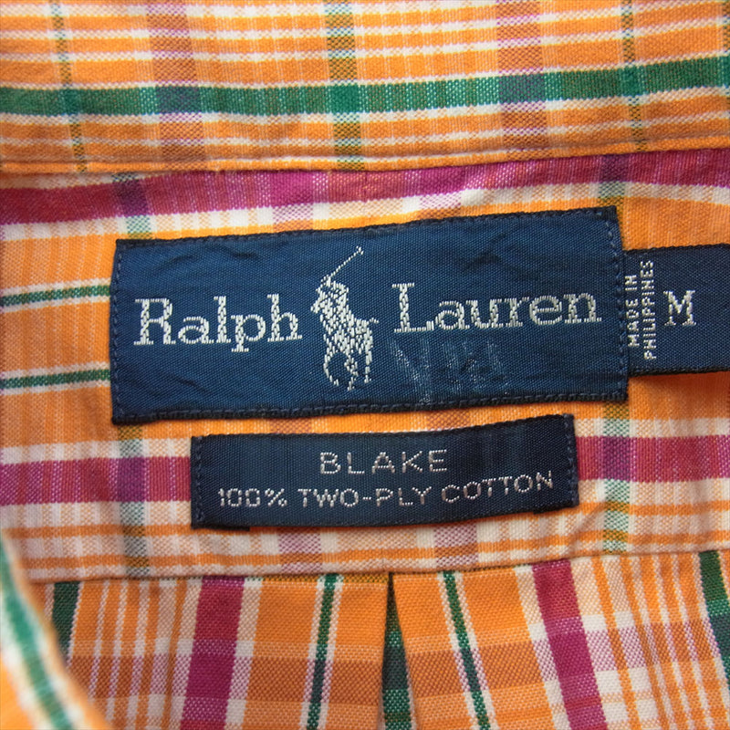 POLO RALPH LAUREN ポロ・ラルフローレン コットン ボタンダウン マルチカラー チェック 長袖 シャツ M【美品】【中古】