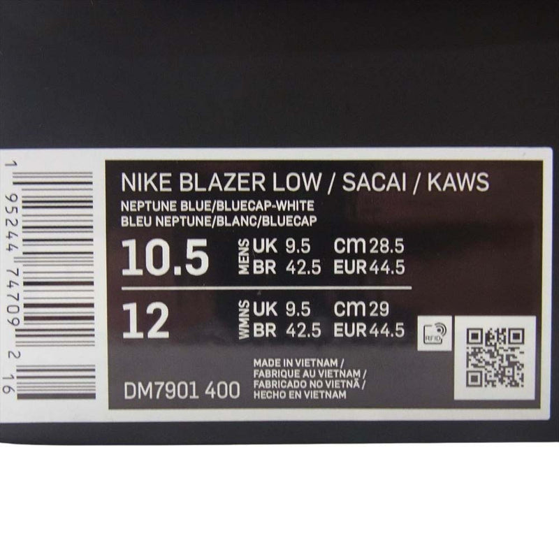 NIKE ナイキ DM7901-400 × sacai × KAWS BLAZER LOW TEAM RED サカイ ブレーザー ローカット スニーカー ブルー系 28.5cm【新古品】【未使用】【中古】