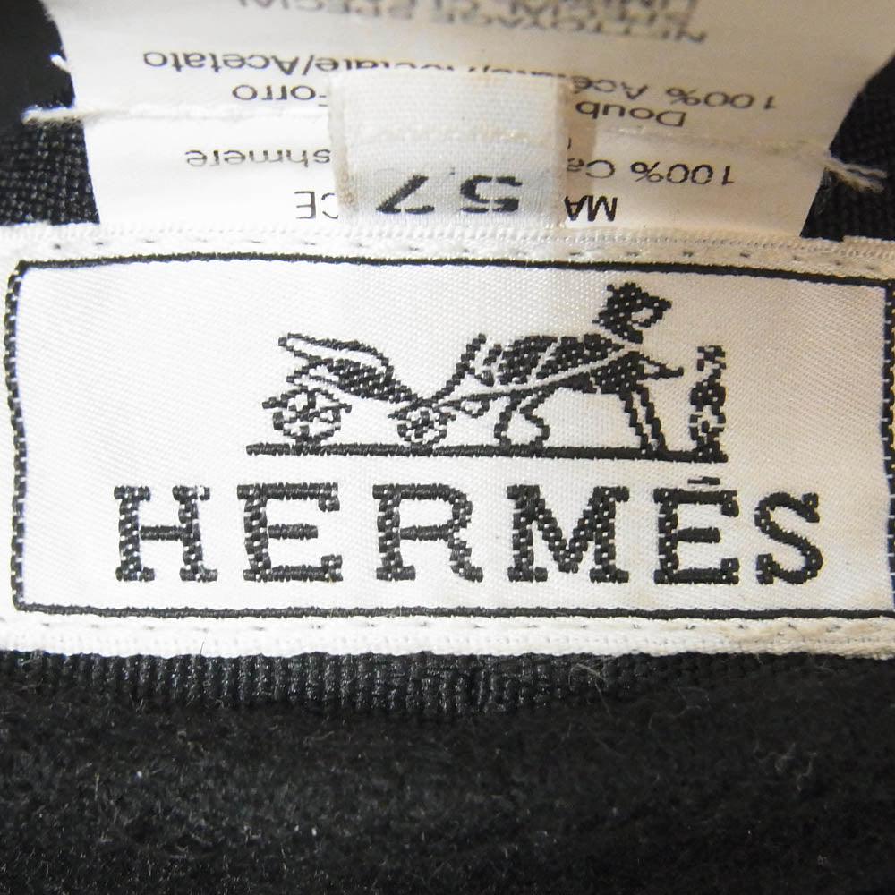 HERMES エルメス フランス製 カシミヤ100% キャスケット 帽子 ブラック系 57【中古】