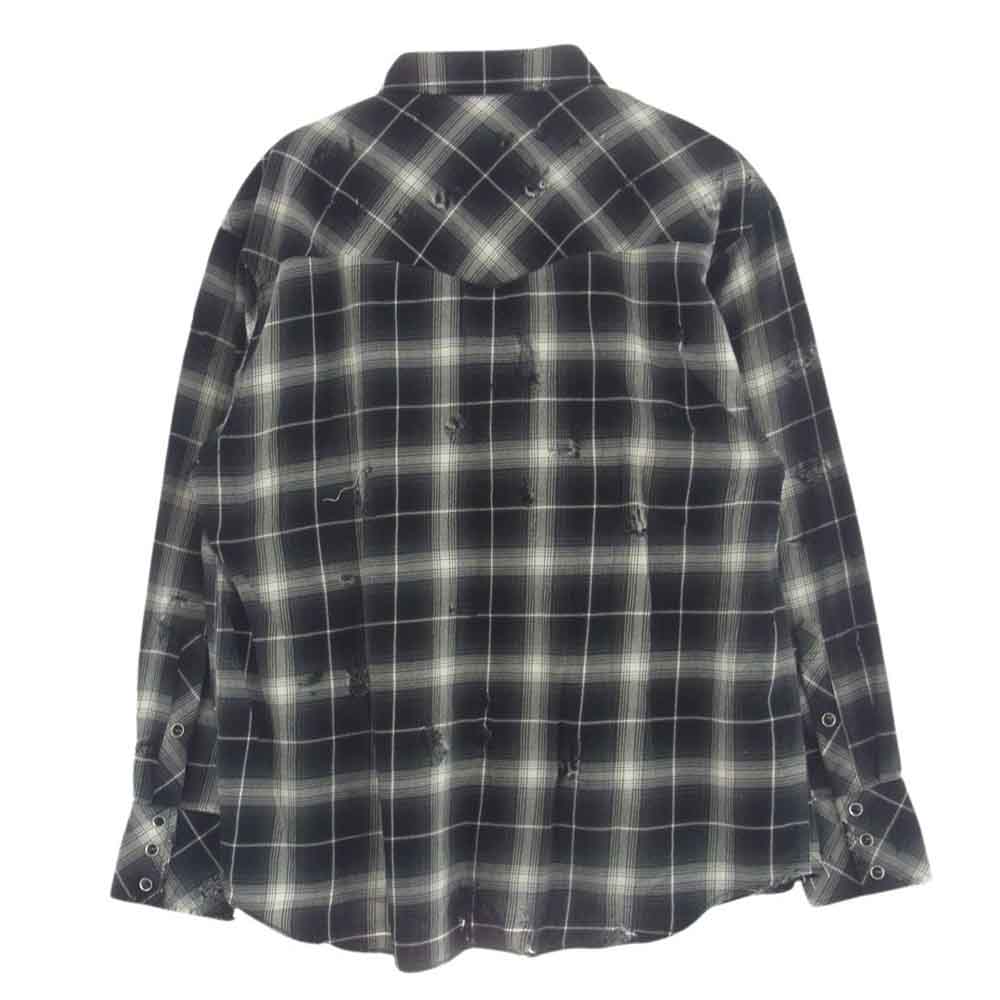 ラフ rafu002 western shirt チェック ウェスタン 長袖 シャツ ブラック系 L【極上美品】【中古】