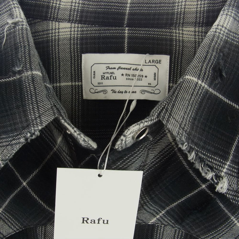 ラフ rafu002 western shirt チェック ウェスタン 長袖 シャツ ブラック系 L【極上美品】【中古】