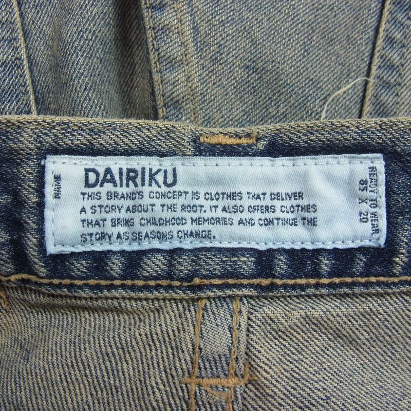 ダイリク 24SS 24SS D-13 Straight Denim Pants ウォッシュ ダメージ加工 ストレート デニム パンツ インディゴブルー系 29【美品】【中古】