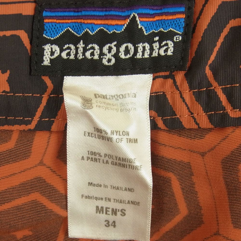 patagonia パタゴニア 10SS 86555S0 Wavefarer Boardshorts ウェーブフェアラー ボードショーツ 総柄 ショート ハーフ パンツ オレンジ系 ブラック系 34【中古】