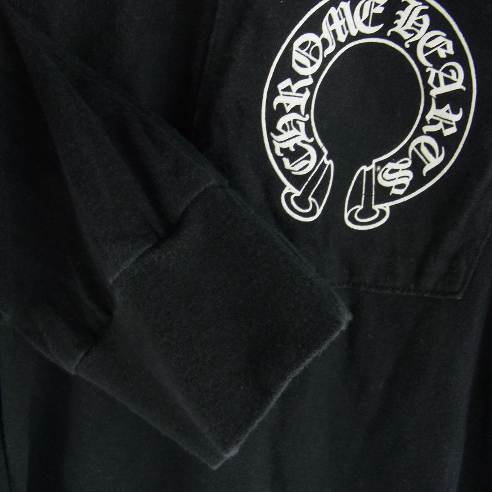 CHROME HEARTS クロムハーツ（原本無） フローラルクロス 袖プリント ホースシューロゴ ポケット 長袖 Tシャツ ブラック系 XL【中古】