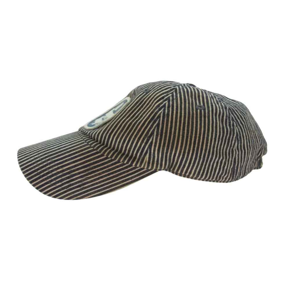 UES ウエス ワッペン ヒッコリー デニム ストライプ キャップ 帽子 インディゴブルー系 L【中古】