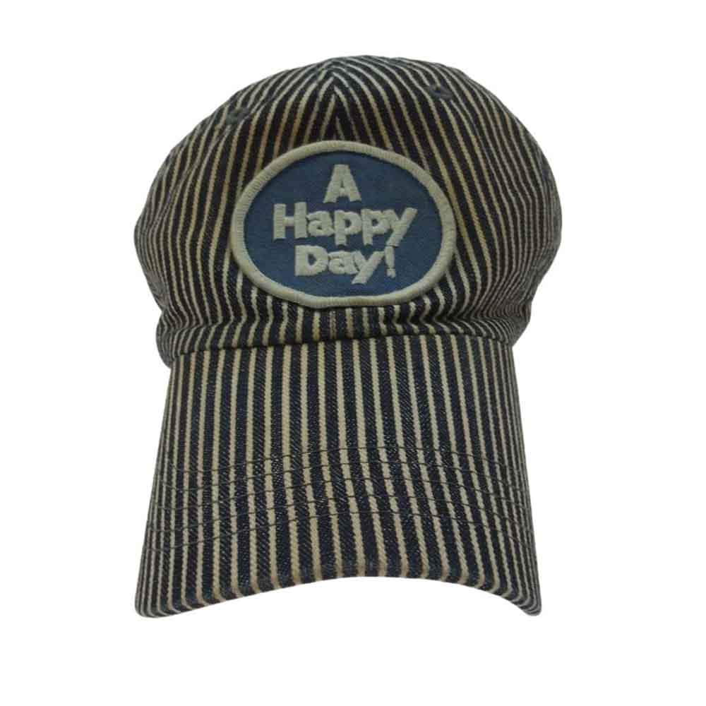 UES ウエス ワッペン ヒッコリー デニム ストライプ キャップ 帽子 インディゴブルー系 L【中古】