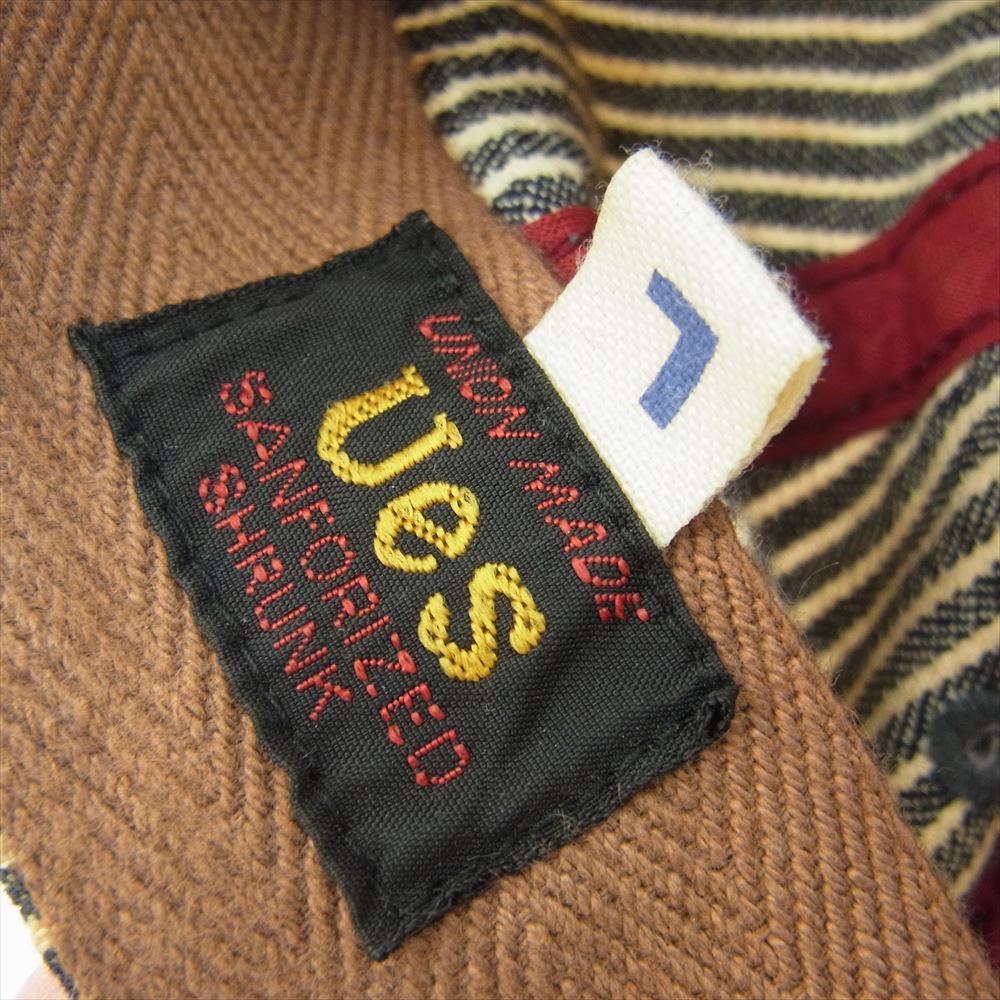 UES ウエス ワッペン ヒッコリー デニム ストライプ キャップ 帽子 インディゴブルー系 L【中古】