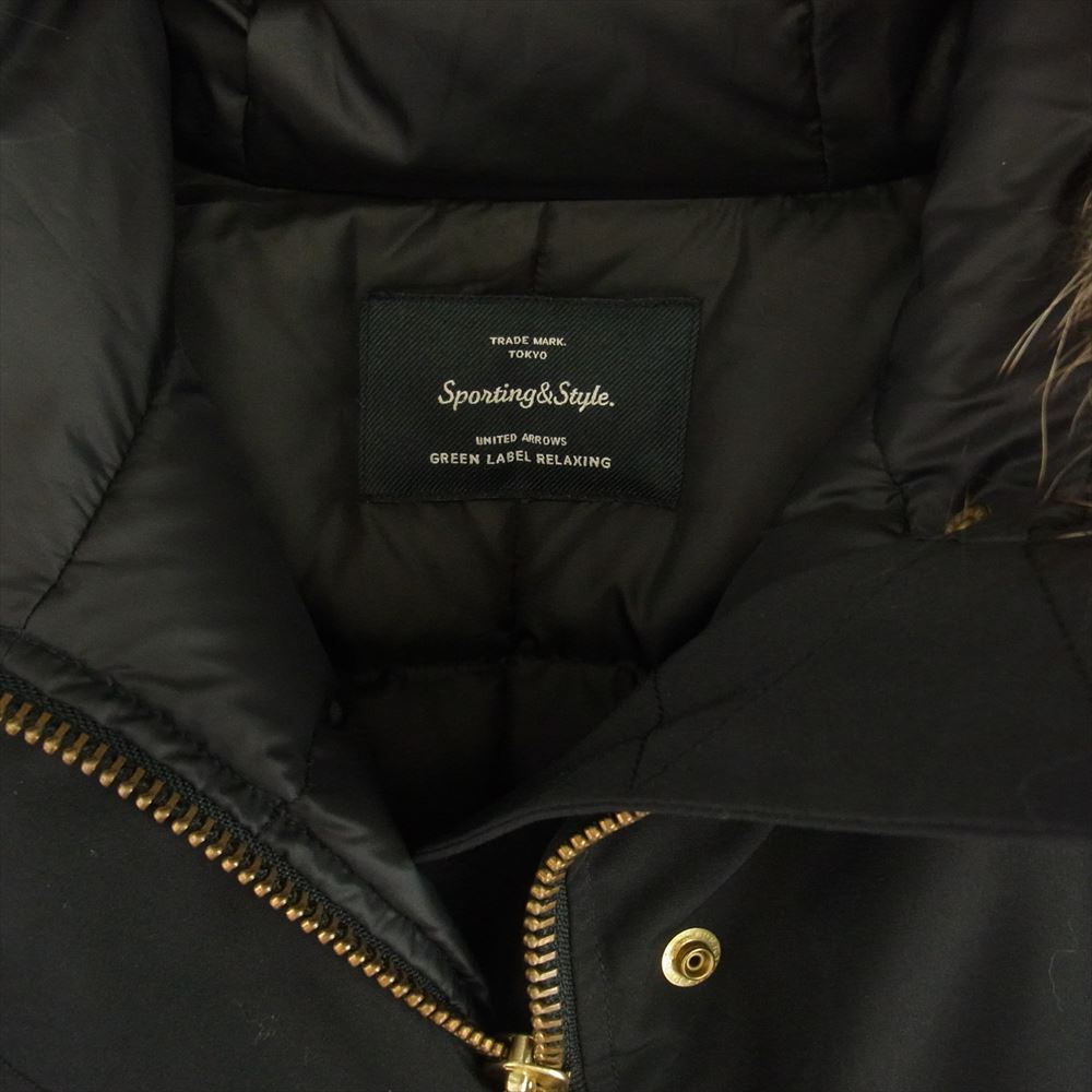 UNITED ARROWS ユナイテッドアローズ 3625-179-1200 green label relaxing グリーンレーベルリラクシング ファー脱着式 マウンテン ダウンコート ブラック系 38【中古】