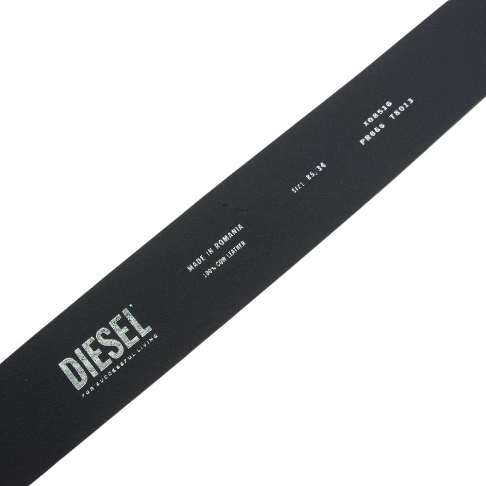 DIESEL ディーゼル 22AW X08516 オーバルD レザーベルト Dロゴ バックル ブラック系 85【中古】