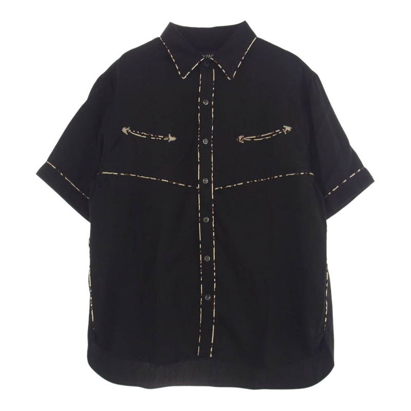 WACKO MARIA ワコマリア 24SS-WMS-WS01 WESTERN SHIRT レオパード ライン ウエスタン 半袖 シャツ ブラック系 S【中古】