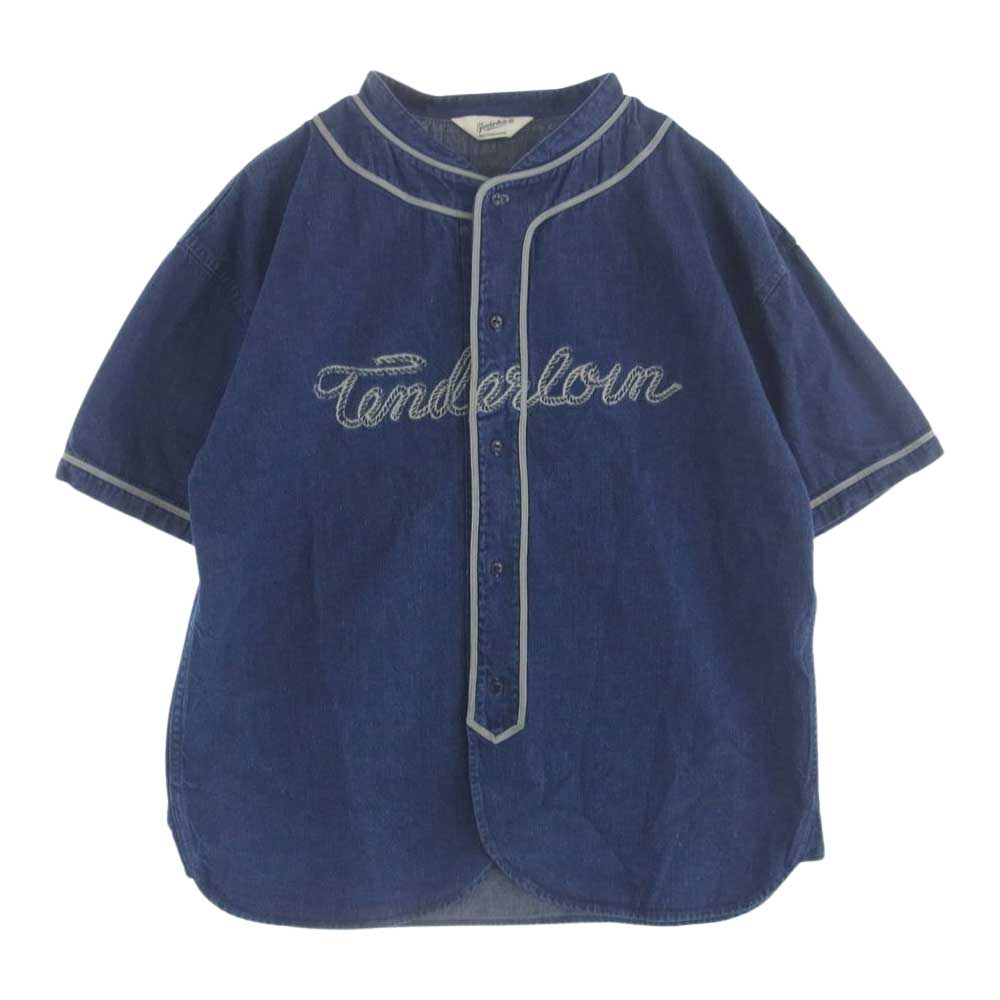 TENDERLOIN テンダーロイン 21SS BASEBALL SHT フロントロゴ デニムベースボール 半袖 シャツ インディゴブルー系 M【中古】