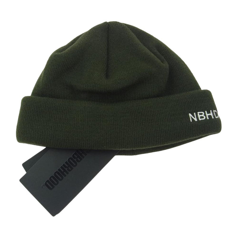 NEIGHBORHOOD ネイバーフッド 242YGNH-HT02 BEANIE MINI NBHD 刺繍 ロゴ ビーニー ミニ ニット キャップ 帽子 OLIVE DRAB F【新古品】【未使用】【中古】