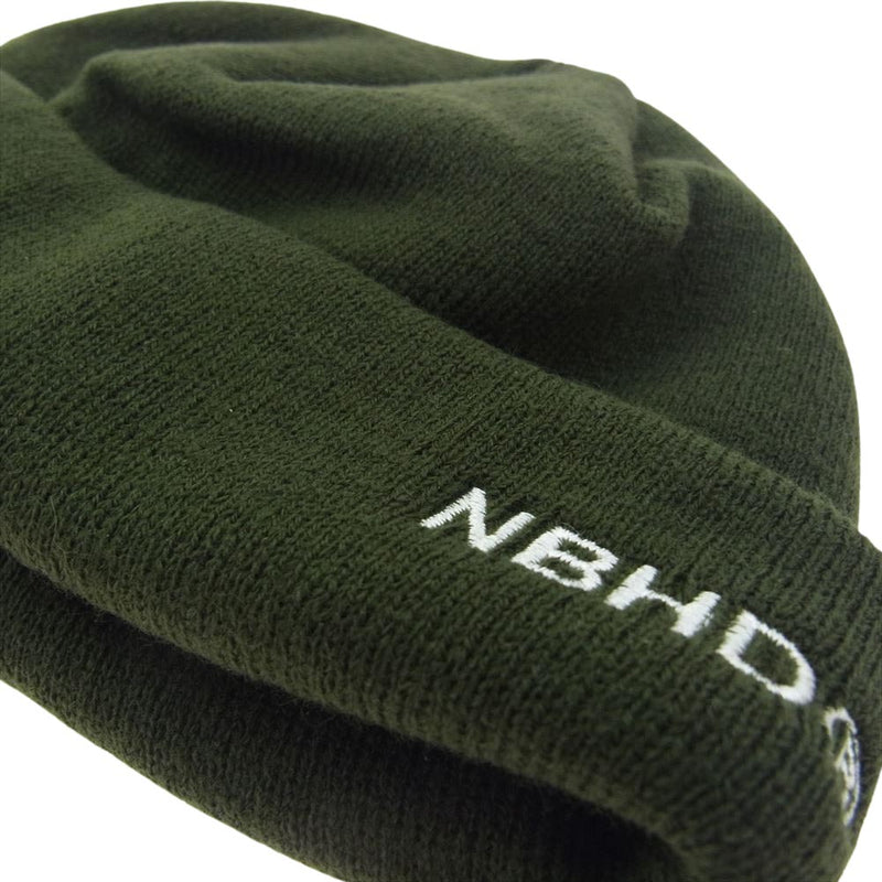 NEIGHBORHOOD ネイバーフッド 242YGNH-HT02 BEANIE MINI NBHD 刺繍 ロゴ ビーニー ミニ ニット キャップ 帽子 OLIVE DRAB F【新古品】【未使用】【中古】