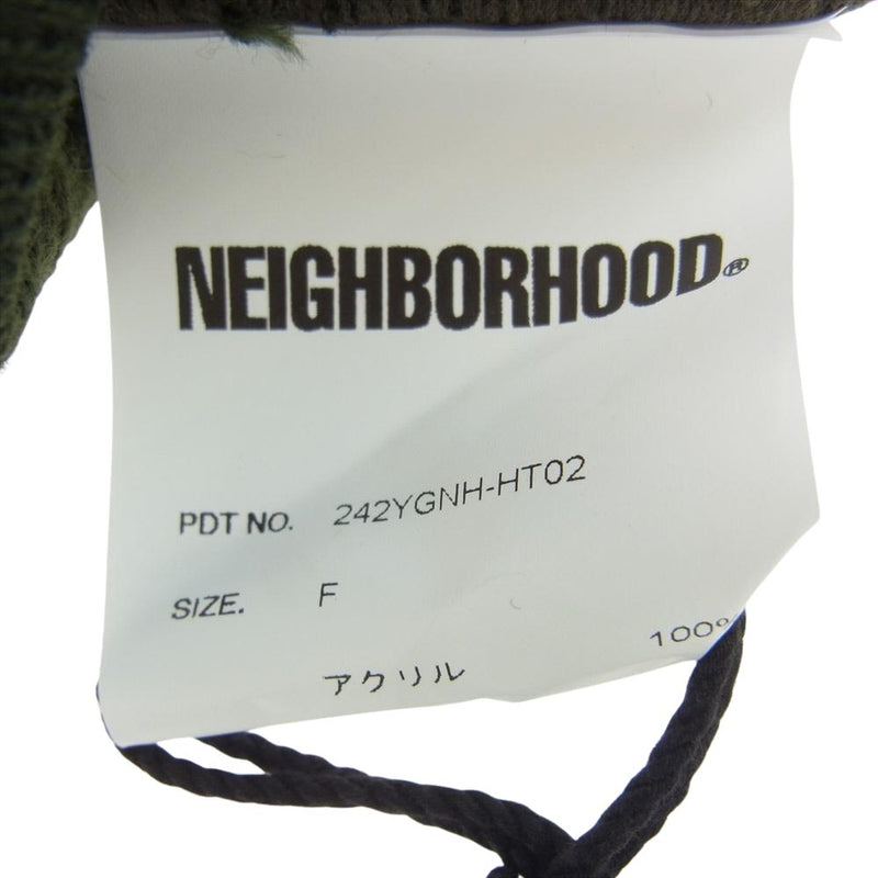 NEIGHBORHOOD ネイバーフッド 242YGNH-HT02 BEANIE MINI NBHD 刺繍 ロゴ ビーニー ミニ ニット キャップ 帽子 OLIVE DRAB F【新古品】【未使用】【中古】