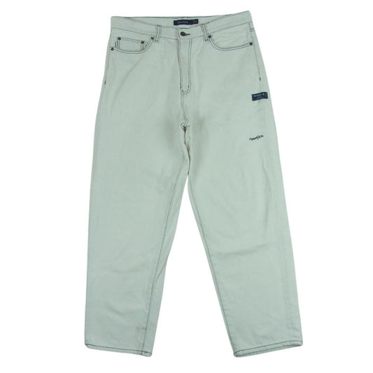 NAUTICA ノーティカ 22SS 221-1428 ワイド デニム パンツ コットン フロント 刺繍 ホワイト系 XL【中古】