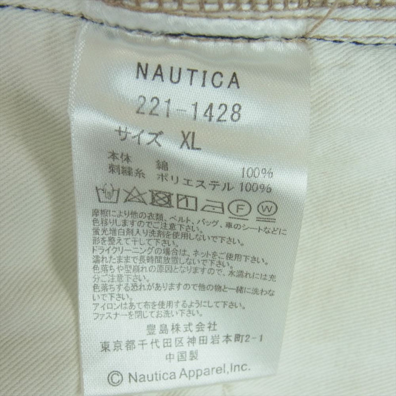 NAUTICA ノーティカ 22SS 221-1428 ワイド デニム パンツ コットン フロント 刺繍 ホワイト系 XL【中古】