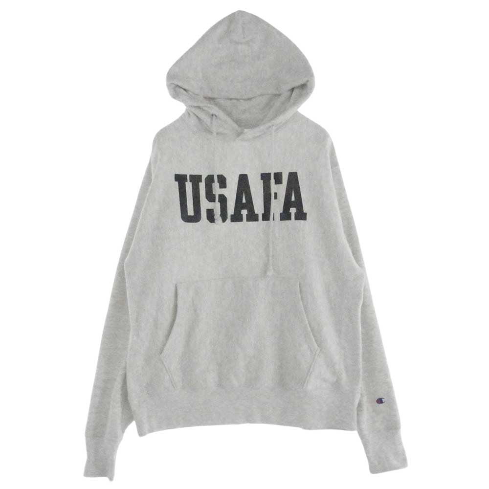 Champion チャンピオン CS3051 復刻 Reverse Weave USAFA V-WING プリント リバースウィーブ プリント フーディ パーカー グレー系 L【中古】
