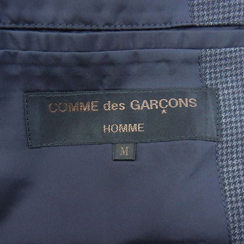 COMME des GARCONS HOMME コムデギャルソンオム 98AW HJ-04003M/HP-04007L 田中オム 90s ヴィンテージ ムラ染め 斑染 チェック セットアップ 3B シングル テーラード ジャケット ダブル スラックス パンツ ブラック系 L M(ジャケット)【中古】