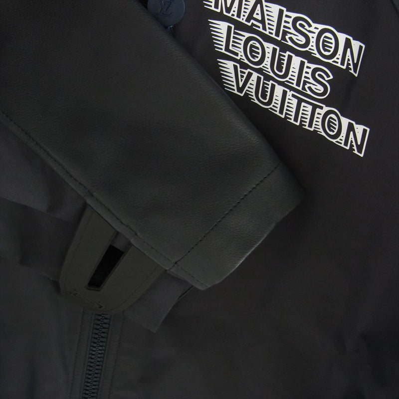 LOUIS VUITTON ルイ・ヴィトン 21AW 1A9A55 Mixed Leather Blouson ミックス レザー ブルゾン ロゴ ジャケット ダークネイビー系 48【新古品】【未使用】【中古】