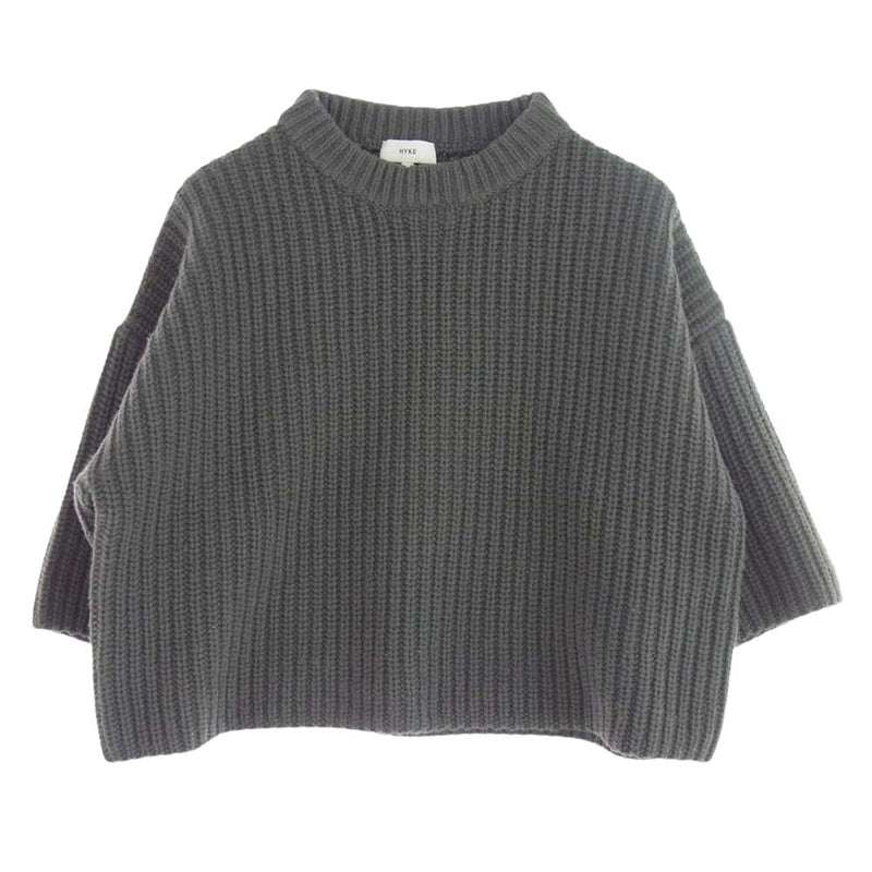 HYKE ハイク 21aw 212-11246-013 RIBBED CROP TOP リブ クロップド ニット グレー系 2【中古】