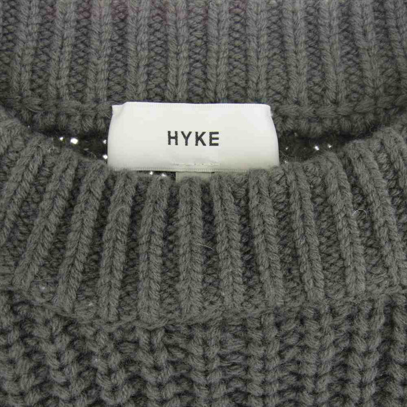 HYKE ハイク 21aw 212-11246-013 RIBBED CROP TOP リブ クロップド ニット グレー系 2【中古】