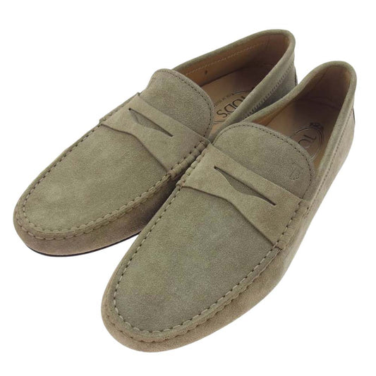 TOD’S トッズ XXM42C00640RE0C405 シティ ゴンミーニ スエード スウェード レザー ドライビング シューズ ローファー ベージュ系 9【新古品】【未使用】【中古】