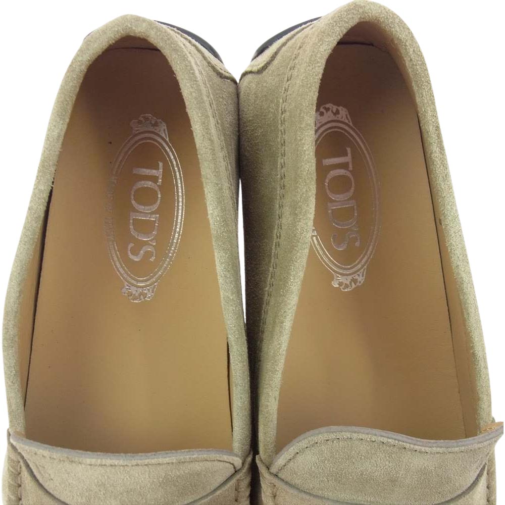 TOD’S トッズ XXM42C00640RE0C405 シティ ゴンミーニ スエード スウェード レザー ドライビング シューズ ローファー ベージュ系 9【新古品】【未使用】【中古】