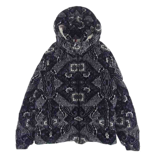 MONCLER モンクレール 23AW I20911A00022 Gartempe 袖ワッペンロゴ フード付き ペイズリー ショート ダウン ジャケット ダークネイビー系 5【美品】【中古】