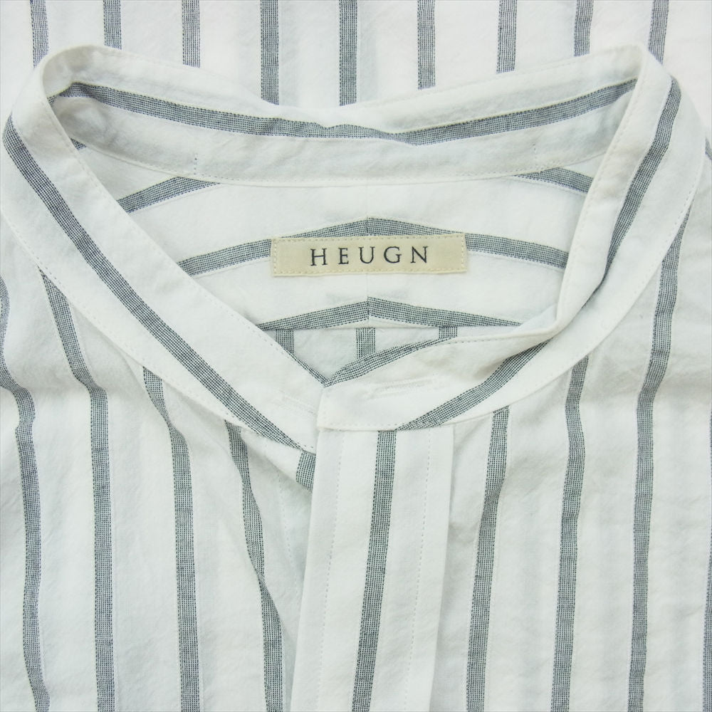 HEUGN ユーゲン SHIRT020 Rob スタンドカラー 長袖 ストライプ シャツ 2【新古品】【未使用】【中古】