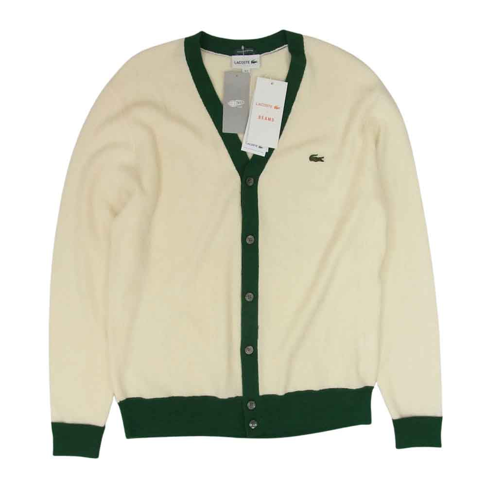 LACOSTE ラコステ beams別注 ガーター編み カーディガン オフホワイト系 M【極上美品】【中古】
