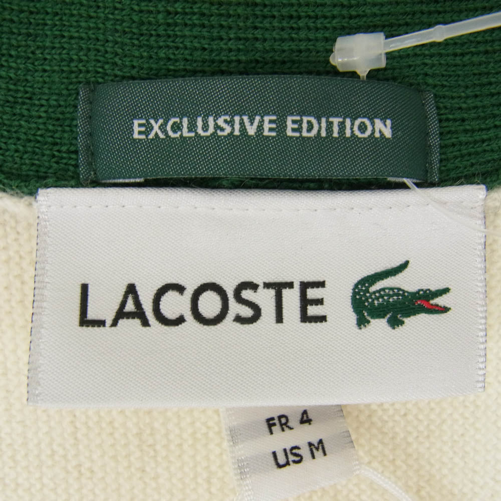 LACOSTE ラコステ beams別注 ガーター編み カーディガン オフホワイト系 M【極上美品】【中古】