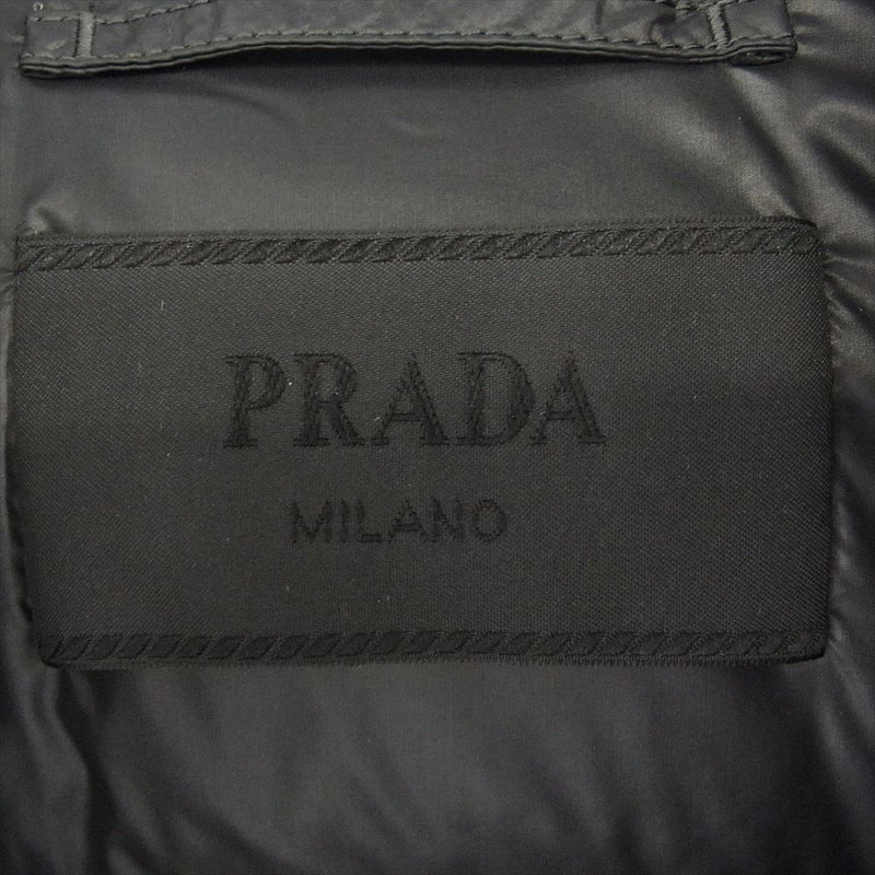 PRADA プラダ SGA506 スタンドカラー  三角プレート ダウン ジャケット ブラック系 52【中古】