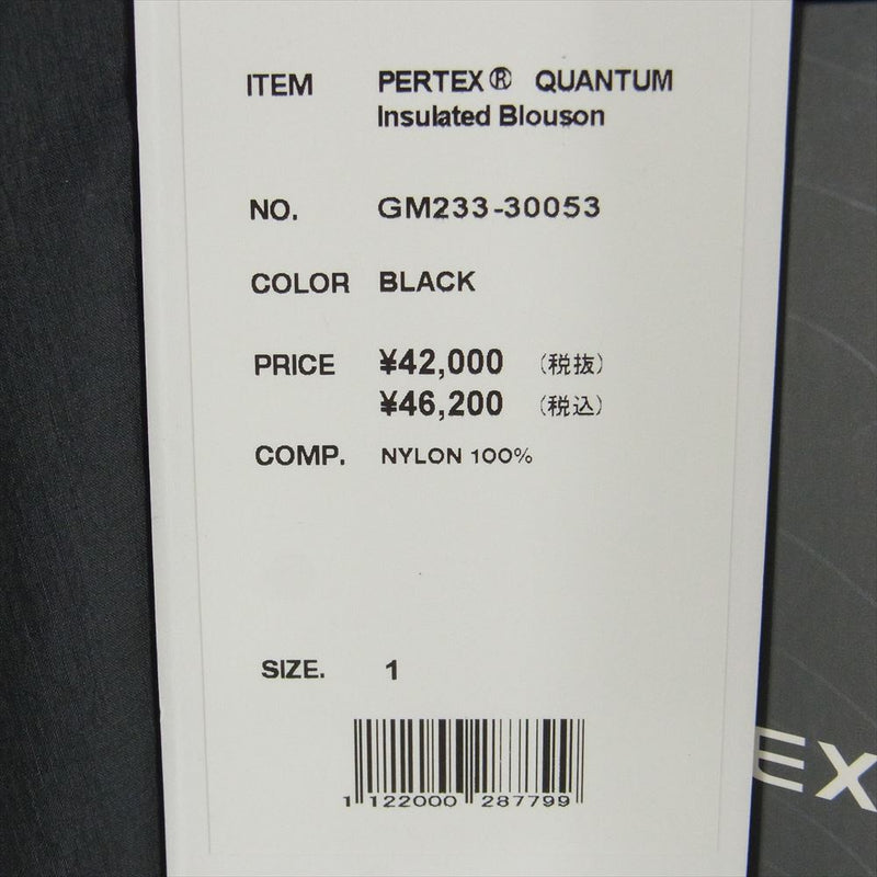 GRAPHPAPER グラフペーパー 23AW GM233-30053 PERTEX QUANTUM Insulated Blouson パーテックス フルジップ ジャケット ブラック系 1【極上美品】【中古】