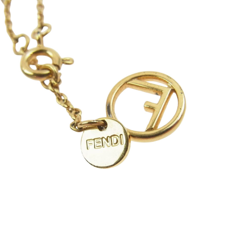 FENDI フェンディ エフイズ ストーン ネックレス ゴールド系【中古】