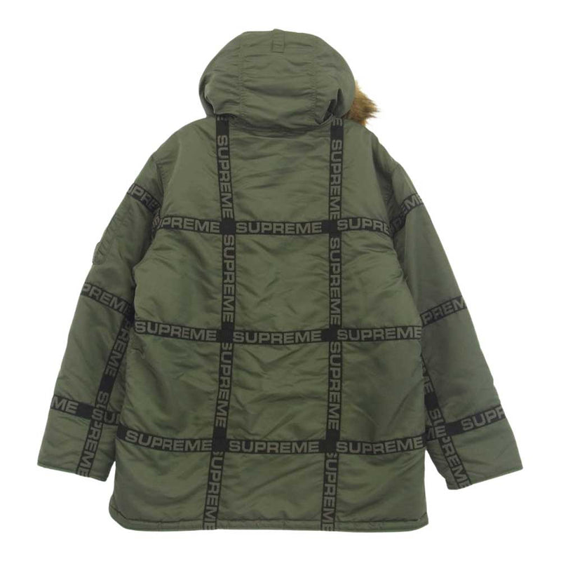 Supreme シュプリーム 18AW Logo Tape N-3B Parka ロゴ テープ パーカー フライト ジャケット ミリタリー カーキ系 M【中古】