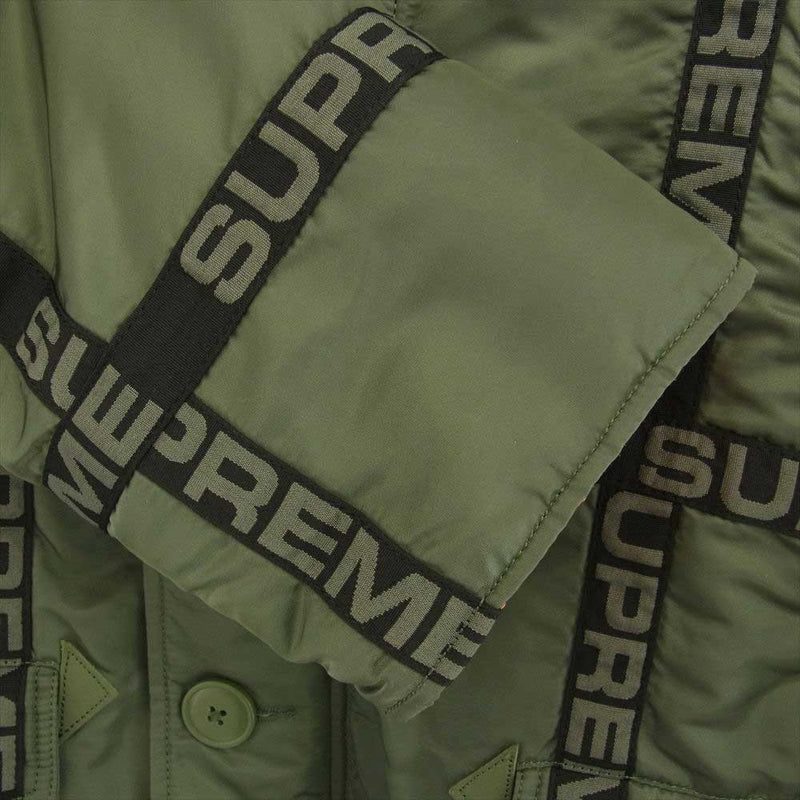 Supreme シュプリーム 18AW Logo Tape N-3B Parka ロゴ テープ パーカー フライト ジャケット ミリタリー カーキ系 M【中古】