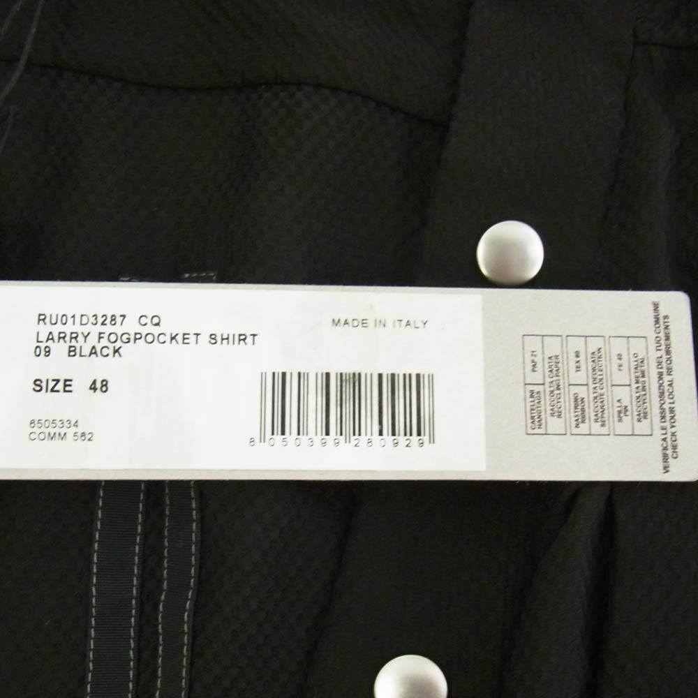 Rick Owens リックオウエンス 24SS RU01D3287-CQ LIDO期 LARRY FOGPOCKET SHIRT ラリー フォグポケット 長袖 シャツ ブラック系 48【中古】