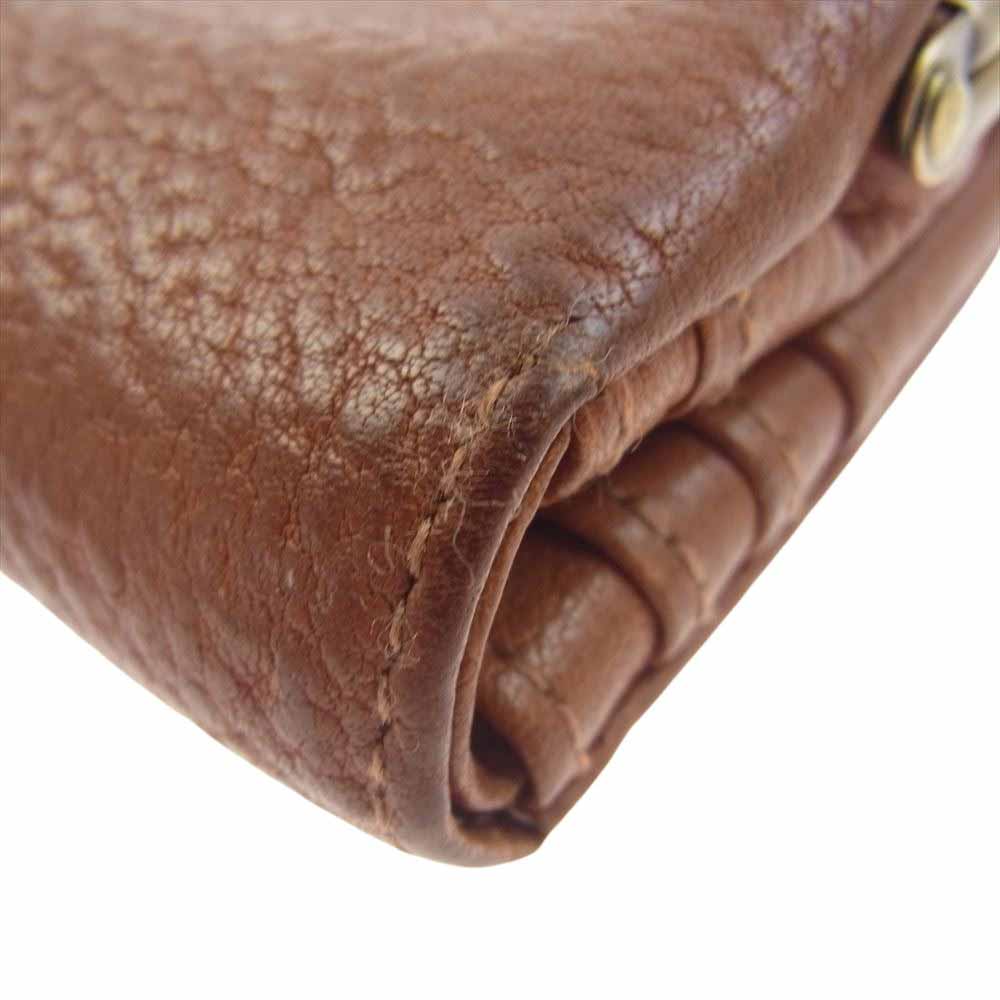 土屋鞄製造所 トーンオイルヌメ レザー がま口 ポケット 2つ折り 財布 ブラウン系【中古】