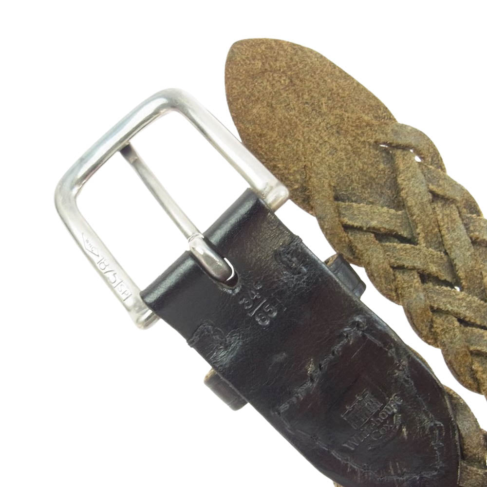WHITE HOUSE COX ホワイトハウスコックス レザー メッシュ 編み込み ベルト ブラック ブラック系【中古】