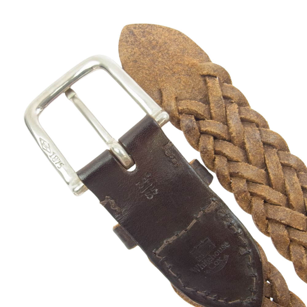 WHITE HOUSE COX ホワイトハウスコックス レザー メッシュ 編み込み ベルト ブラウン ブラウン系【中古】