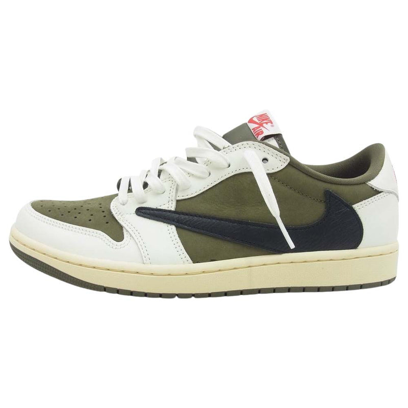 NIKE AIR JORDAN ナイキ ジョーダン DM7866-200 × Travis Scott Low OG SP Reverse Olive 【フェイクバスターズ鑑定済】 トラヴィススコット リバース オリーブ スニーカー モスグリーン系 27.5cm【極上美品】【中古】