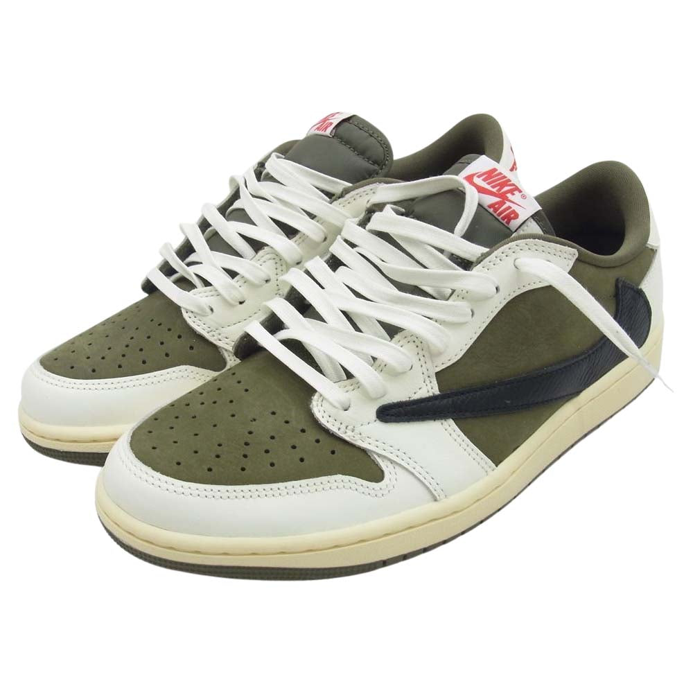 NIKE AIR JORDAN ナイキ ジョーダン DM7866-200 × Travis Scott Low OG SP Reverse Olive 【フェイクバスターズ鑑定済】 トラヴィススコット リバース オリーブ スニーカー モスグリーン系 27.5cm【極上美品】【中古】